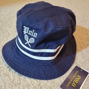 POLO RALPH LAUREN TENNIS REVERSIBLE BUCKET HAT NAY AND GREEN CHECK